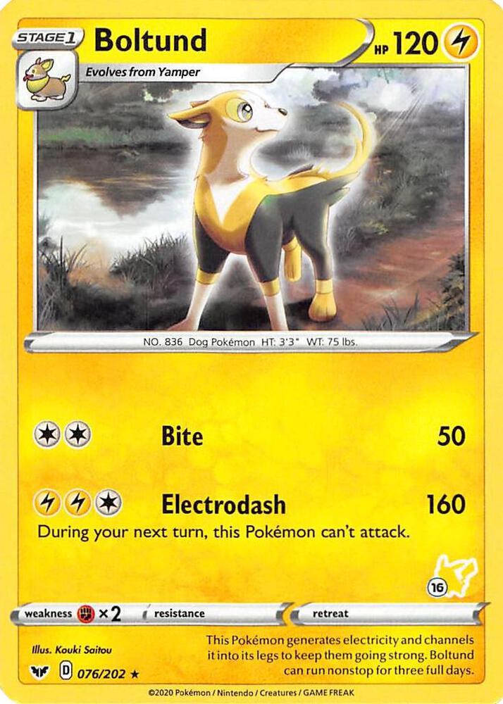 Boltund - 076/202 (#16 Pikachu Stamped) [Battle Academy 2022] 076/202