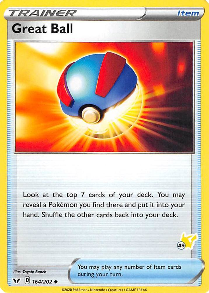 Great Ball - 164/202 (#49 Pikachu Stamped) [Battle Academy 2022] 164/202