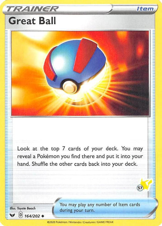 Great Ball - 164/202 (#57 Pikachu Stamped) [Battle Academy 2022] 164/202