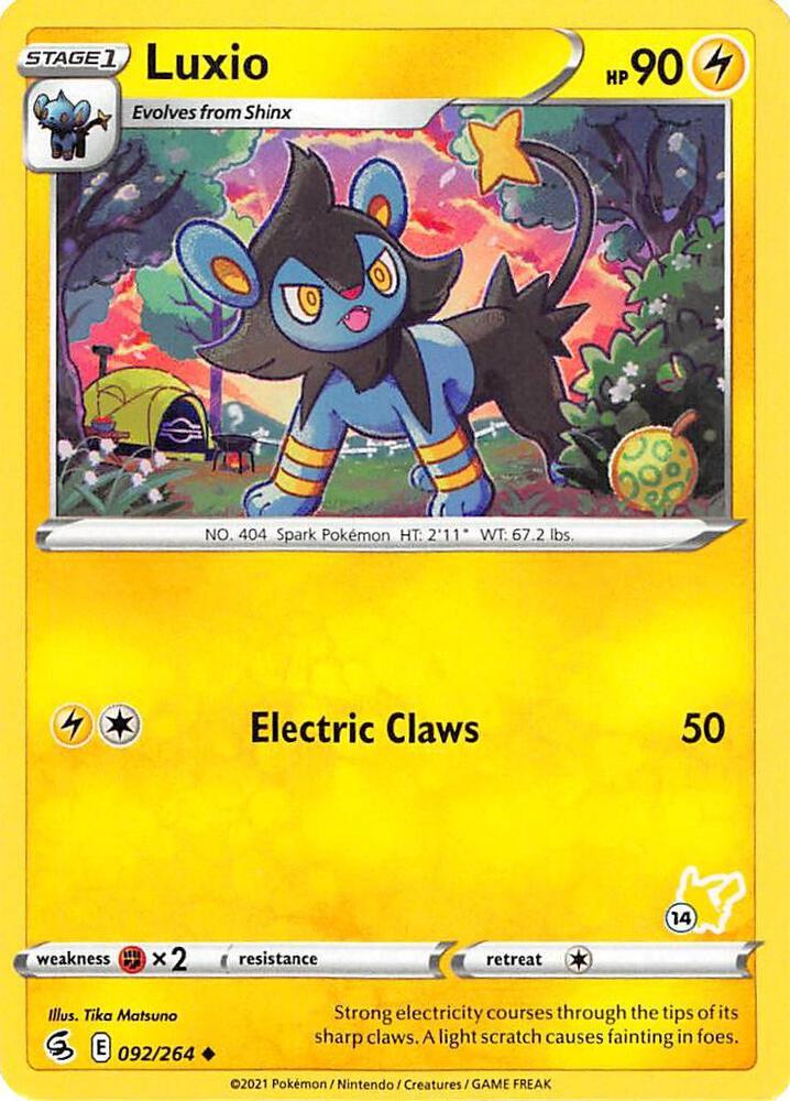 Luxio - 092/264 (#14 Pikachu Stamped) [Battle Academy 2022] 092/264