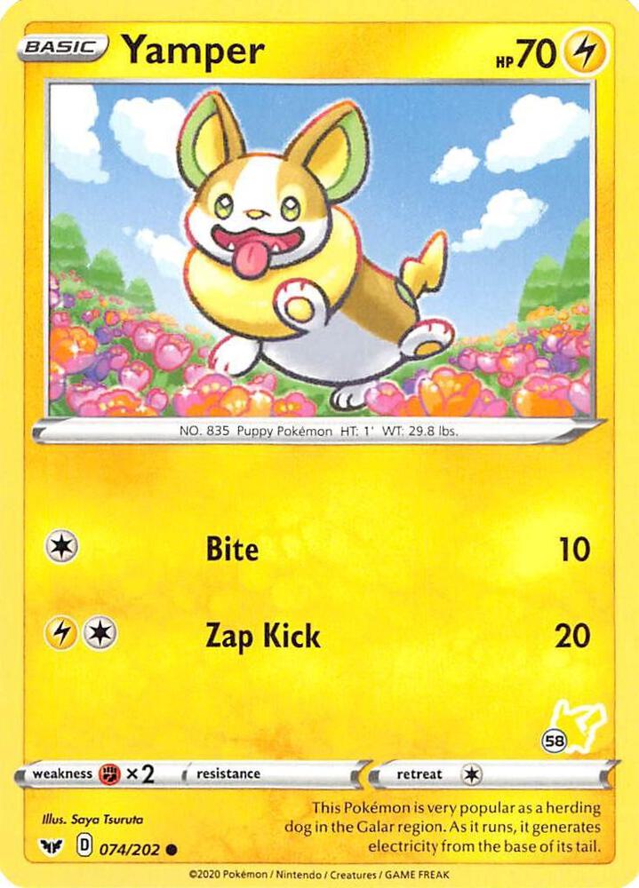 Yamper - 074/202 (#58 Pikachu Stamped) [Battle Academy 2022] 074/202