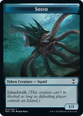 Squid // Treasure (013) Double-Sided Token [Commander: Streets of New Capenna] 12 // 13