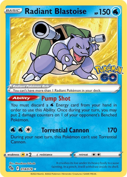 Radiant Blastoise [Pokemon GO] 018/078