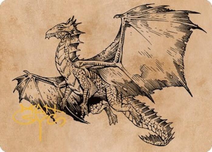 Ancient Bronze Dragon Art Card (58/81) (Gold-Stamped Signature) [Art Series: Commander Legends: Battle for Baldur's Gate] 58