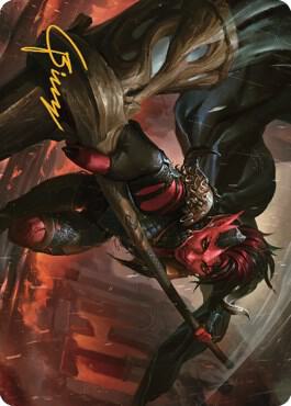 Karlach, Fury of Avernus Art Card (34/81) (Gold-Stamped Signature) [Art Series: Commander Legends: Battle for Baldur's Gate] 34