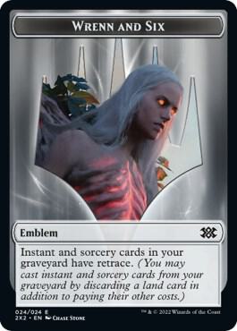Emblem - Wrenn and Six // Monk Double-Sided Token [Double Masters 2022] 24 // 6