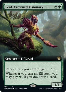 Leaf-Crowned Visionary (Extended Art) [Dominaria United] 414