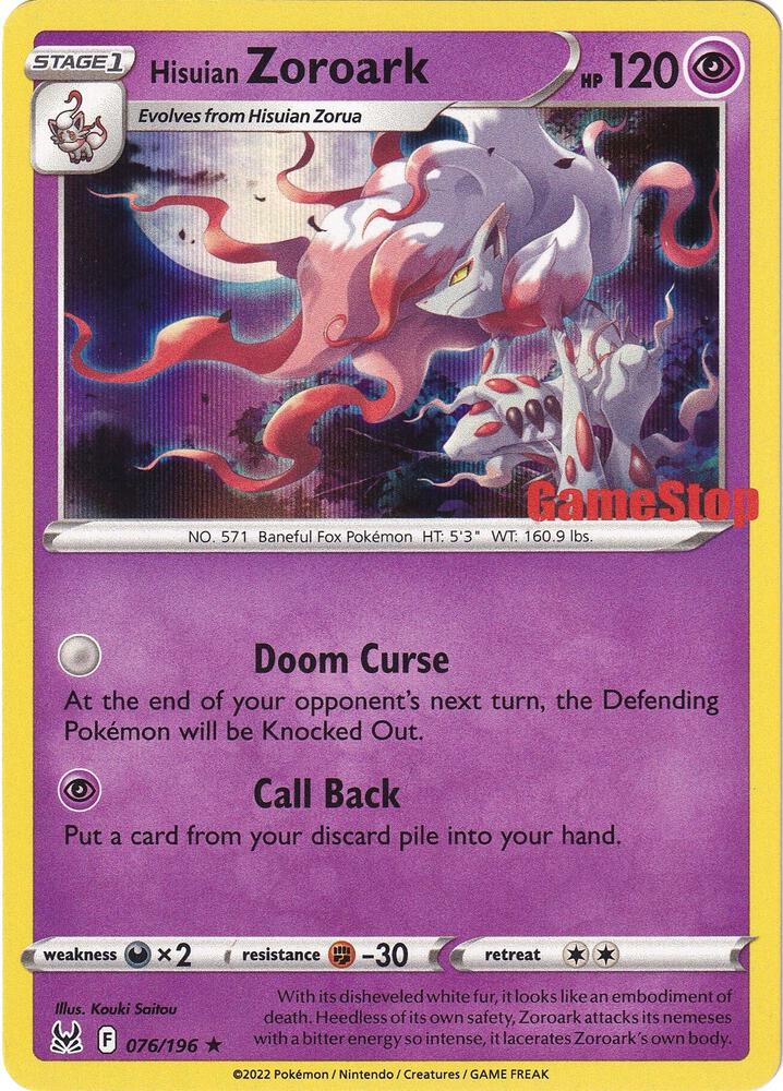 Hisuian Zoroark - 076/196 (Gamestop Exclusive) [Miscellaneous Cards & Products] 076/196