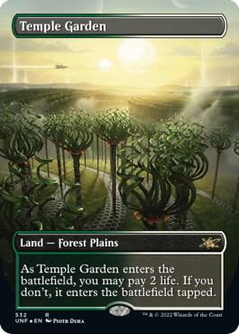 Temple Garden (Borderless) (Galaxy Foil) [Unfinity] 532