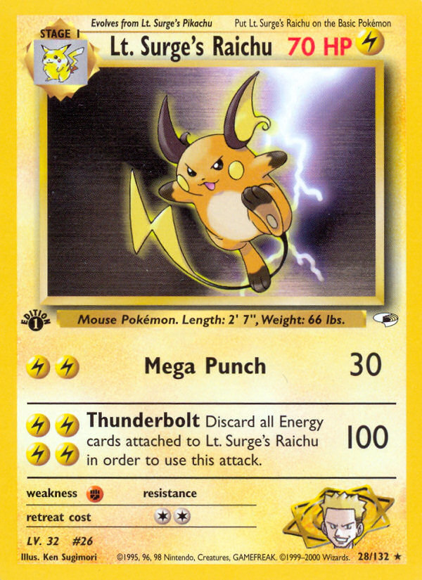 Lt. Surge's Raichu - 28/132 Gym Heroes