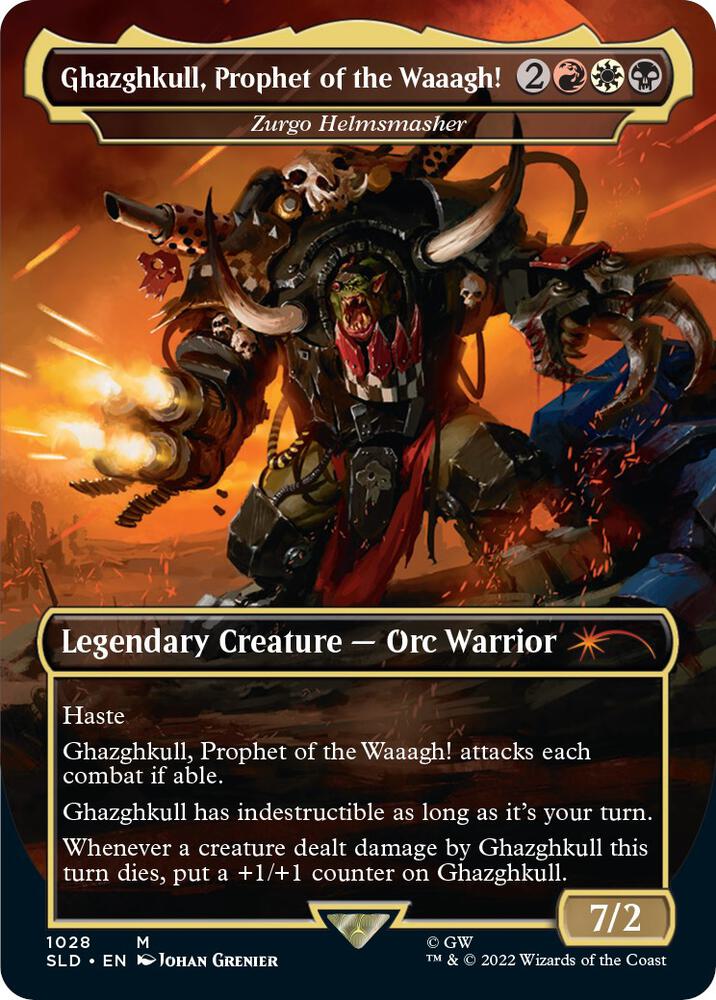 Ghazghkull, Prophet of the Waaagh! - Zurgo Helmsmasher (Borderless) [Secret Lair Drop Series] 1028
