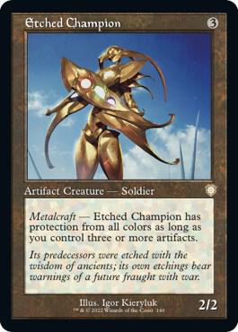 Etched Champion (Retro Frame) [Commander: The Brothers' War] 140