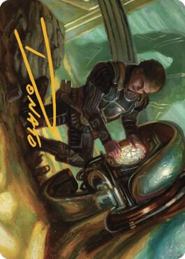 Urza, Powerstone Prodigy Art Card (Gold-Stamped Signature) [Art Series: The Brothers' War] 35
