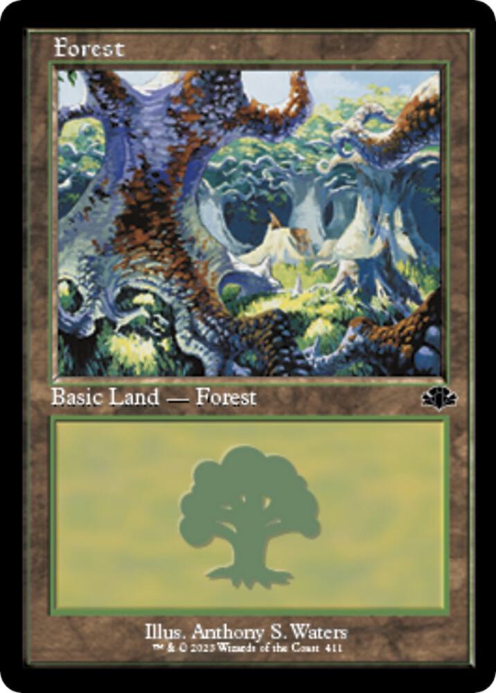 Forest (411) (Retro Frame) [Dominaria Remastered] 411