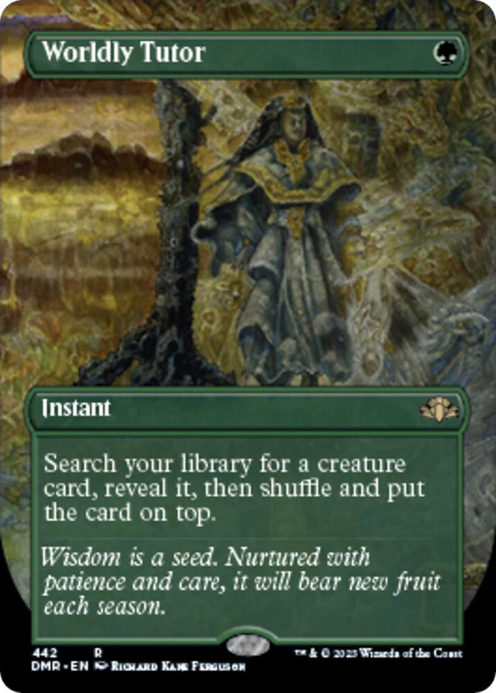 Worldly Tutor (Borderless) [Dominaria Remastered] 442