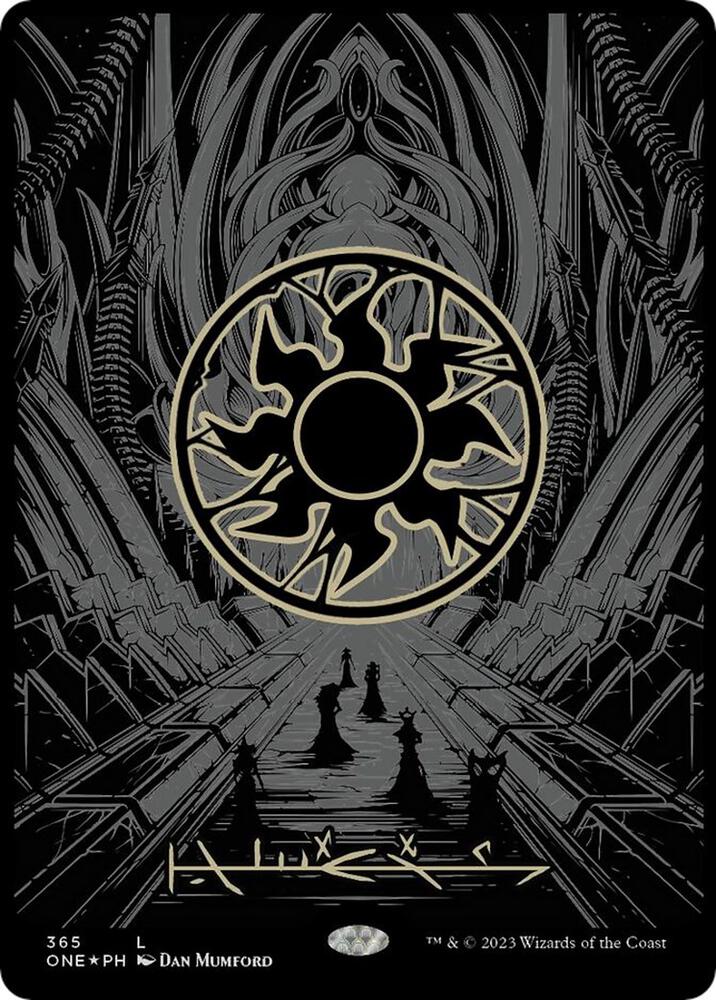 Plains (Phyrexian) - Full Art (Oil Slick Raised Foil) [Phyrexia: All Will Be One] 365