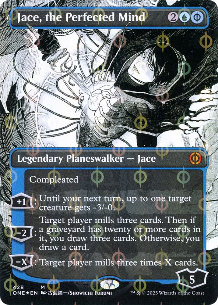 Jace, the Perfected Mind (Borderless) (Step-and-Compleat Foil) [Phyrexia: All Will Be One] 428