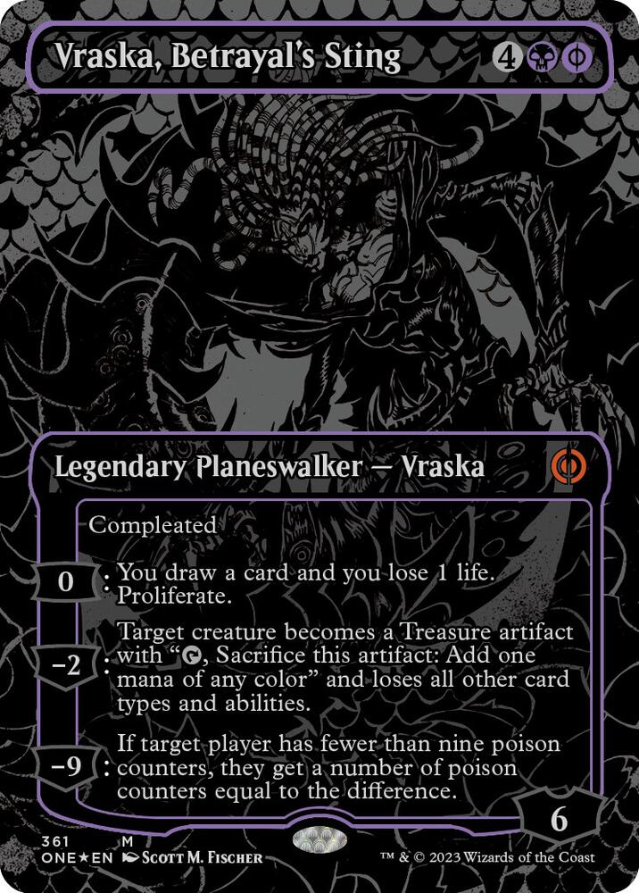 Vraska, Betrayal's Sting (Oil Slick Raised Foil) [Phyrexia: All Will Be One] 361
