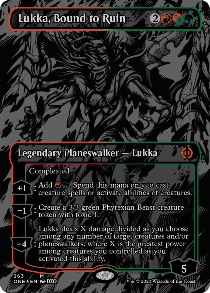 Lukka, Bound to Ruin (Oil Slick Raised Foil) [Phyrexia: All Will Be One] 363