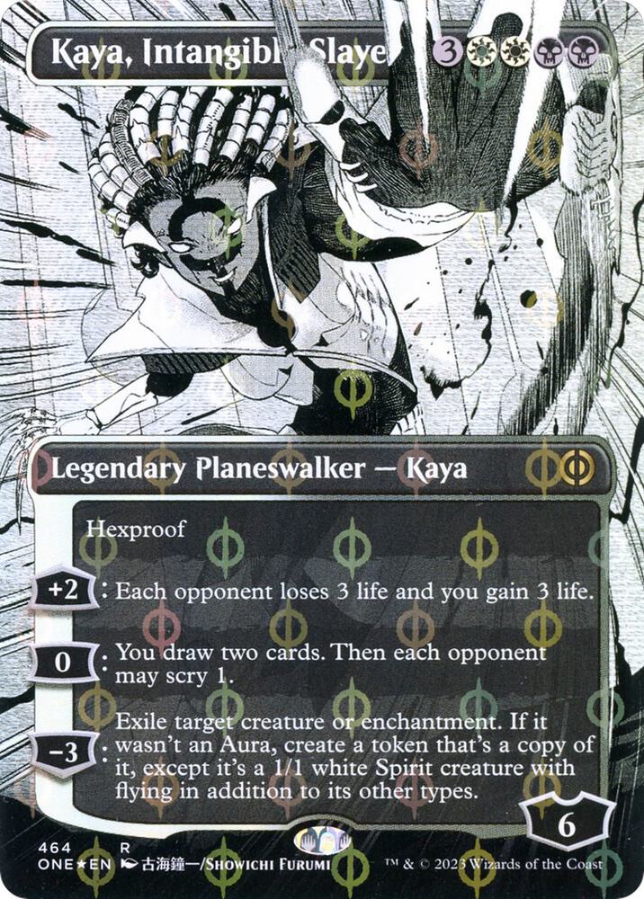 Kaya, Intangible Slayer (Borderless) (Step-and-Compleat Foil) [Phyrexia: All Will Be One] 464