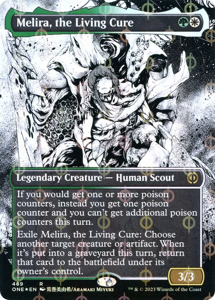 Melira, the Living Cure (Borderless) (Step-and-Compleat Foil) [Phyrexia: All Will Be One] 469