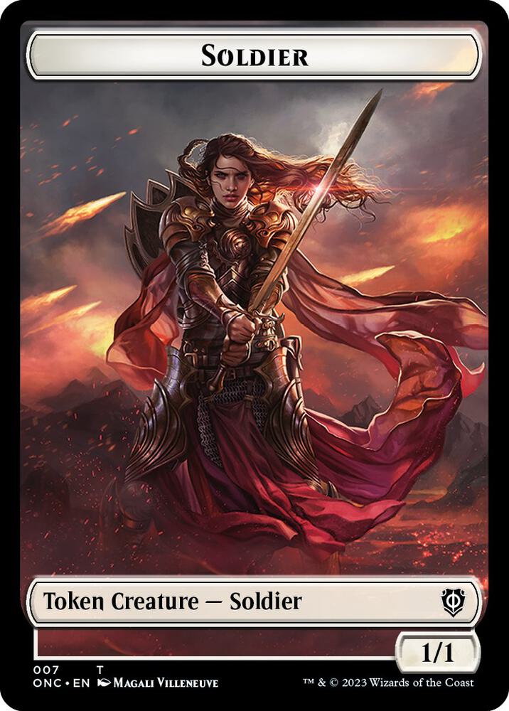 Soldier (007) // Angel (002) Double-Sided Token [Commander: Phyrexia: All Will Be One] 7 // 2