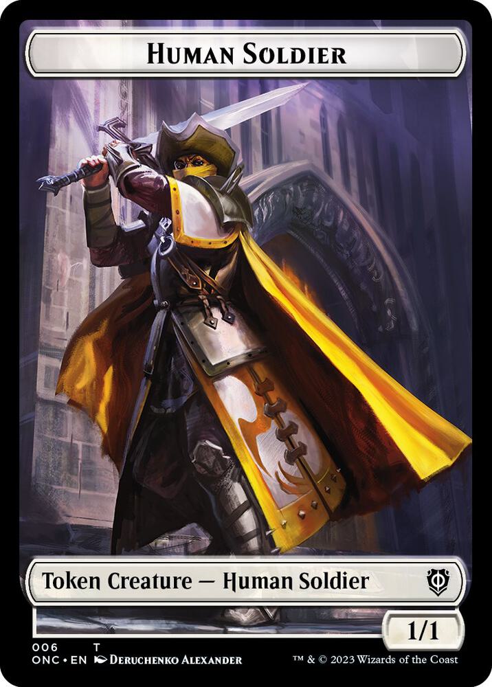 Human Soldier // Elephant Double-Sided Token [Commander: Phyrexia: All Will Be One] 6 // 14