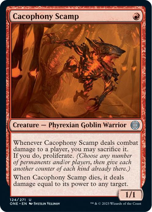 Cacophony Scamp [Phyrexia: All Will Be One] 124