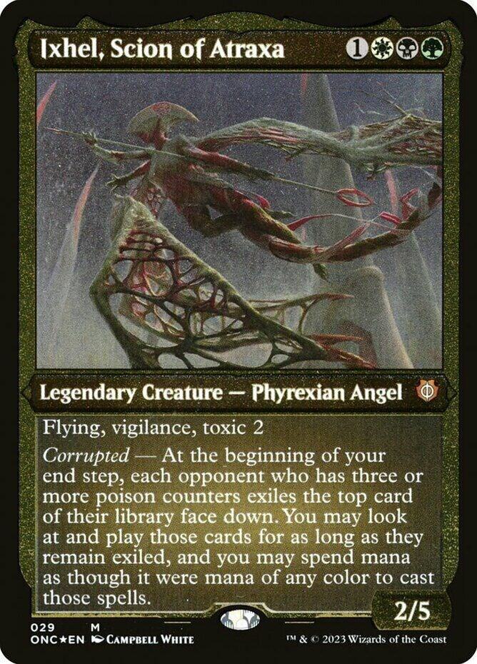 Ixhel, Scion of Atraxa (Display Commander) (Foil Etched) - Thick Stock [Commander: Phyrexia: All Will Be One] 29
