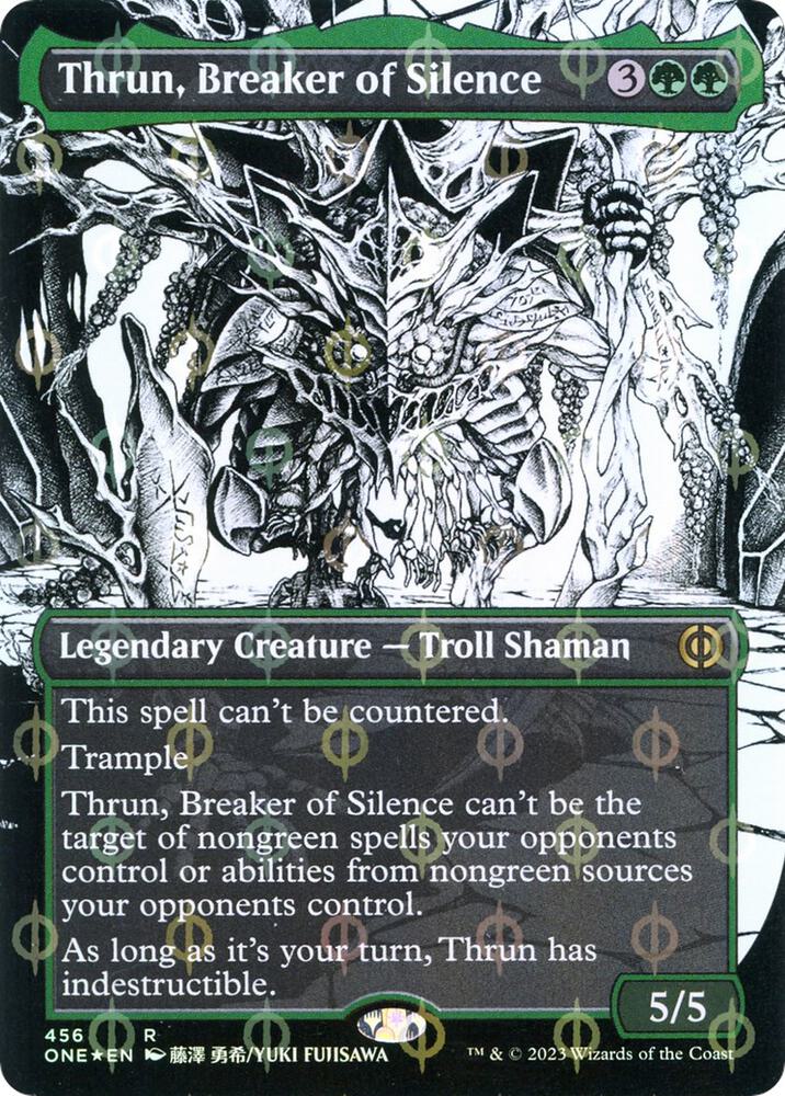 Thrun, Breaker of Silence (Borderless) (Step-and-Compleat Foil) [Phyrexia: All Will Be One] 456