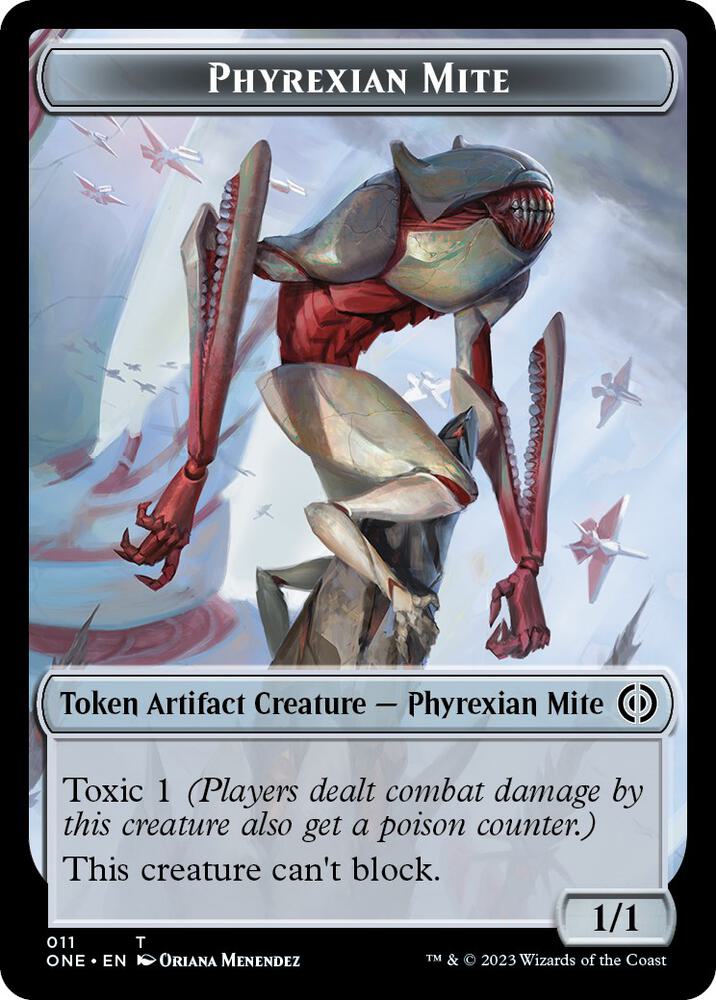 Phyrexian Mite (011) // Emblem - Koth, Fire of Resistance Double-sided Token [Phyrexia: All Will Be One] 11 // 13