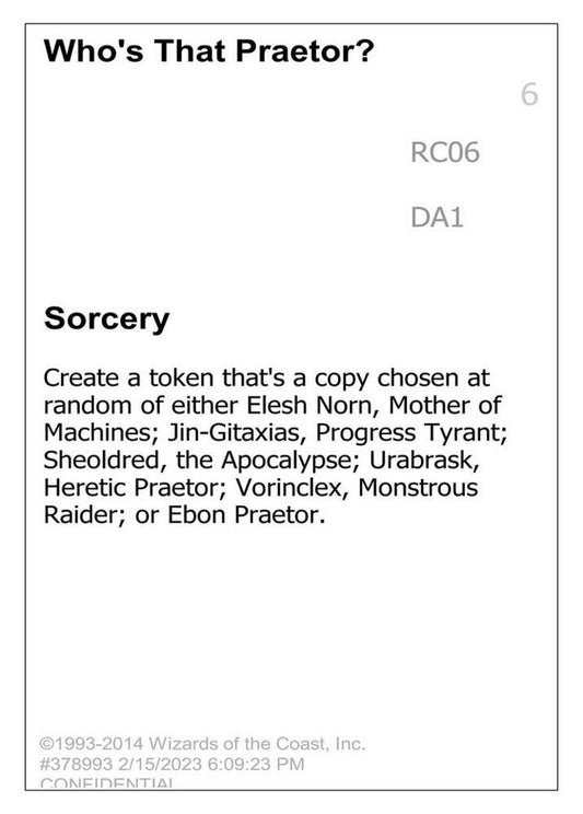 Who's that Praetor? [Un-Known Event Playtest Cards]