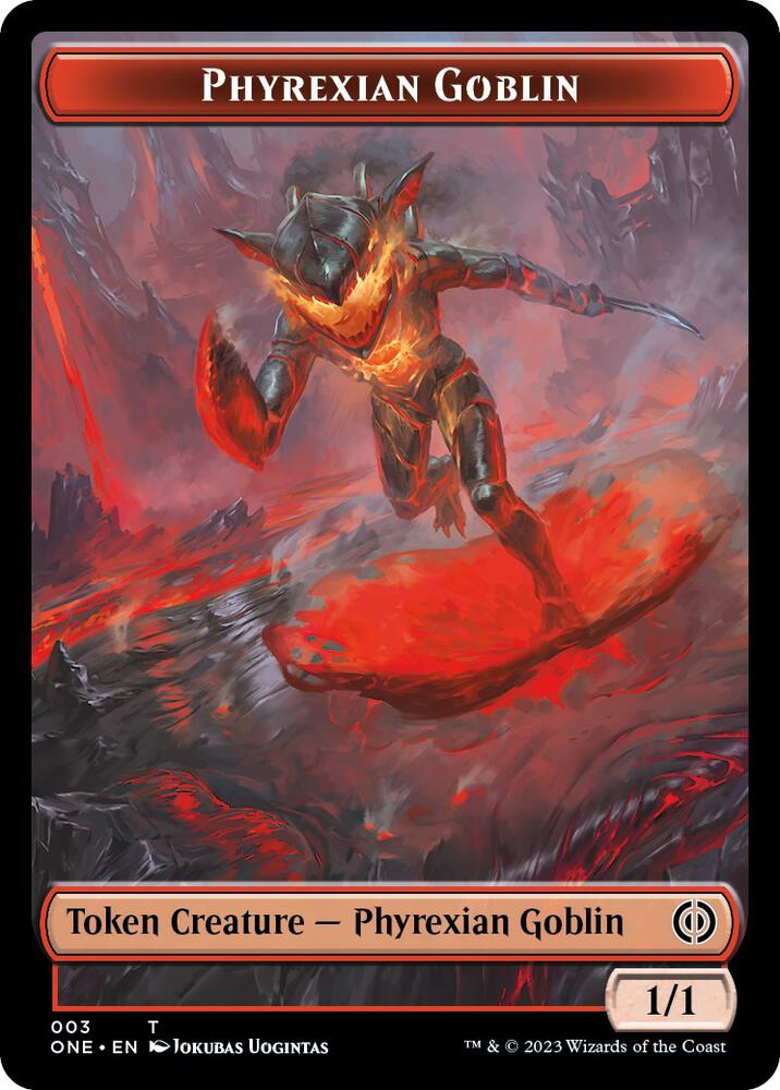Phyrexian Goblin // The Hollow Sentinel Double-Sided Token [Phyrexia: All Will Be One] 3 // 9