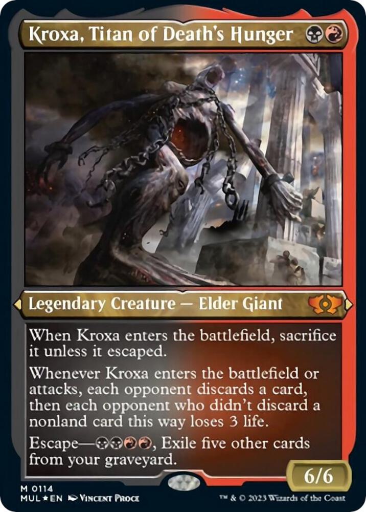 Kroxa, Titan of Death's Hunger (Foil Etched) [March of the Machine: Multiverse Legends] 114