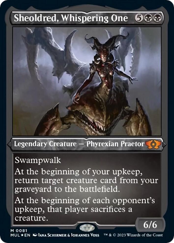 Sheoldred, Whispering One (Foil Etched) [March of the Machine: Multiverse Legends] 81