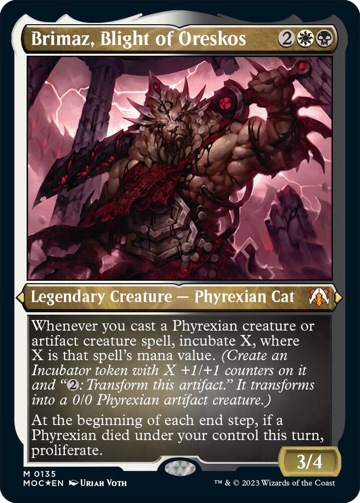 Brimaz, Blight of Oreskos (Display Commander) - Thick Stock [Commander: March of the Machine] 135