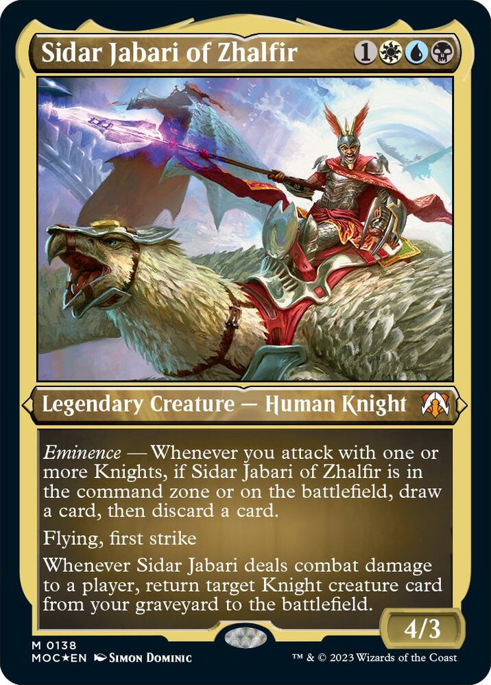 Sidar Jabari of Zhalfir (Display Commander) - Thick Stock [Commander: March of the Machine] 138