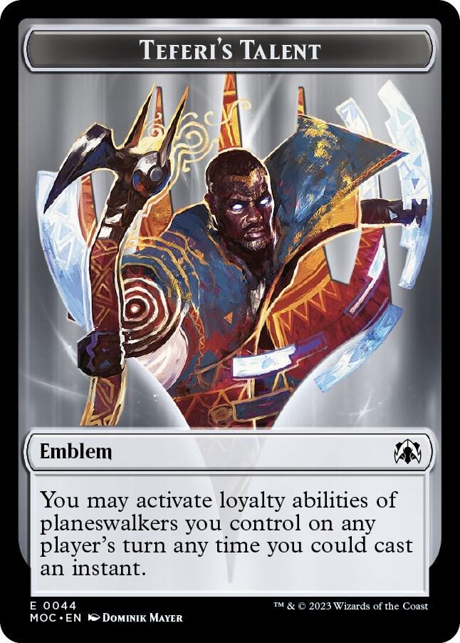 Emblem - Teferi's Talent // Phyrexian Myr Double-Sided Token [Commander: March of the Machine] 44 // 1