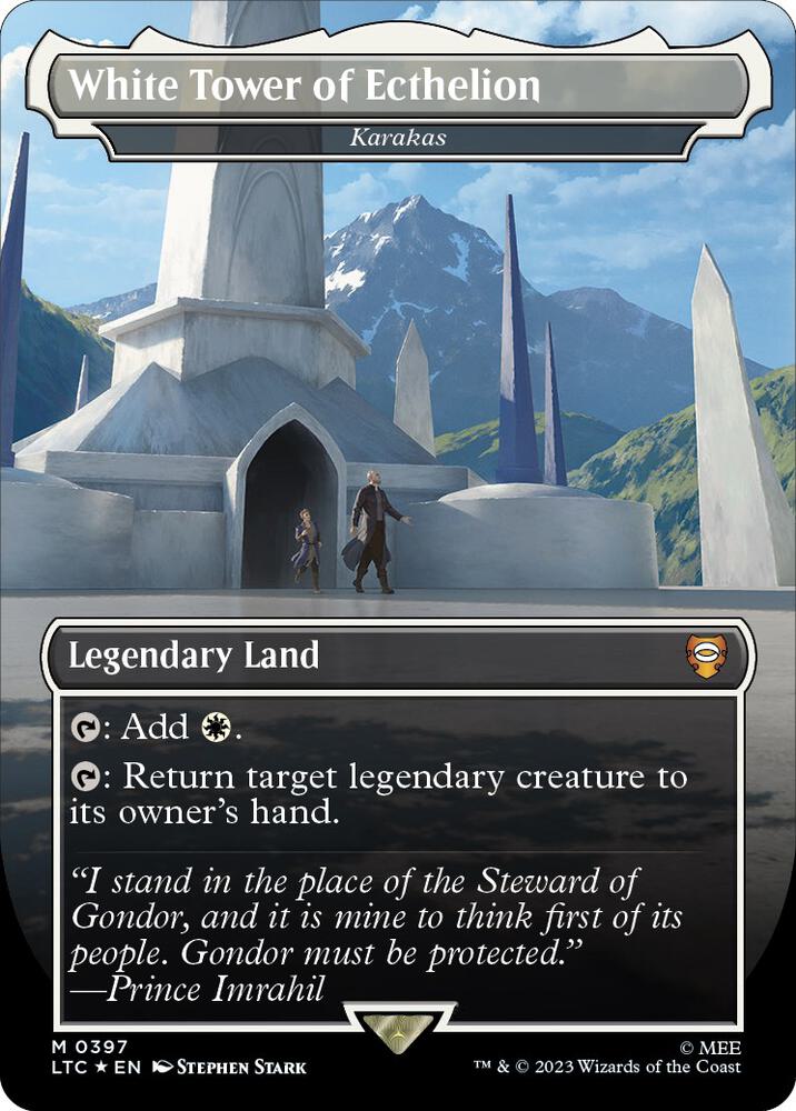 White Tower of Ecthelion - Karakas (Borderless) (Surge Foil) [Commander: The Lord of the Rings: Tales of Middle-earth] 397