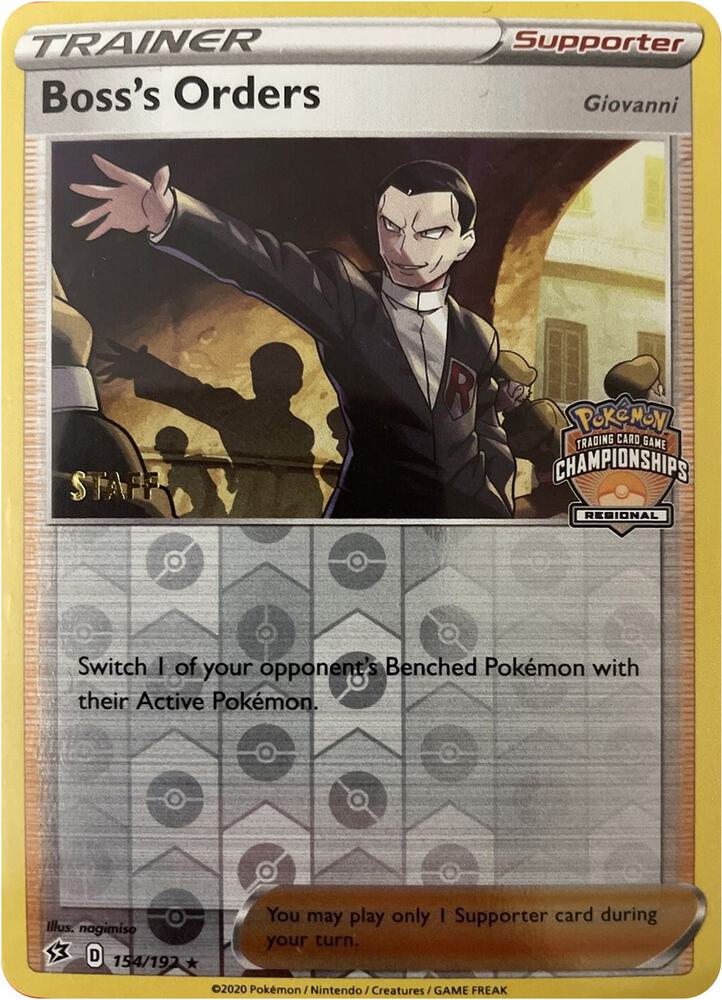 Boss's Orders - 154/192 (Regional Championships) [Staff] [League & Championship Cards] 154/192