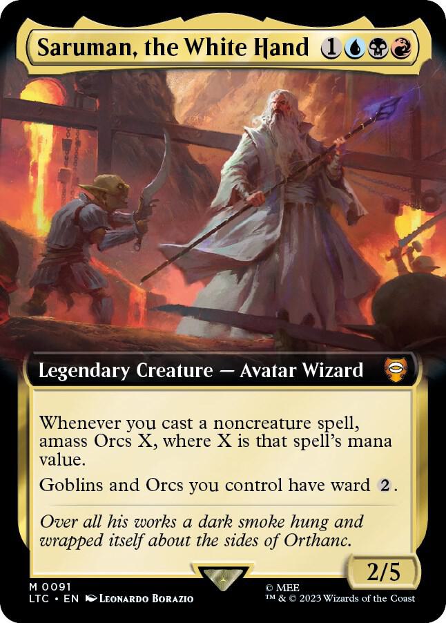 Saruman, the White Hand (Extended Art) [Commander: The Lord of the Rings: Tales of Middle-earth] 91