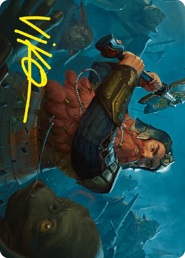 Gimli, Counter of Kills Art Card (10/81) (Gold-Stamped Signature) [Art Series: Universes Beyond: The Lord of the Rings: Tales of Middle-earth] 10
