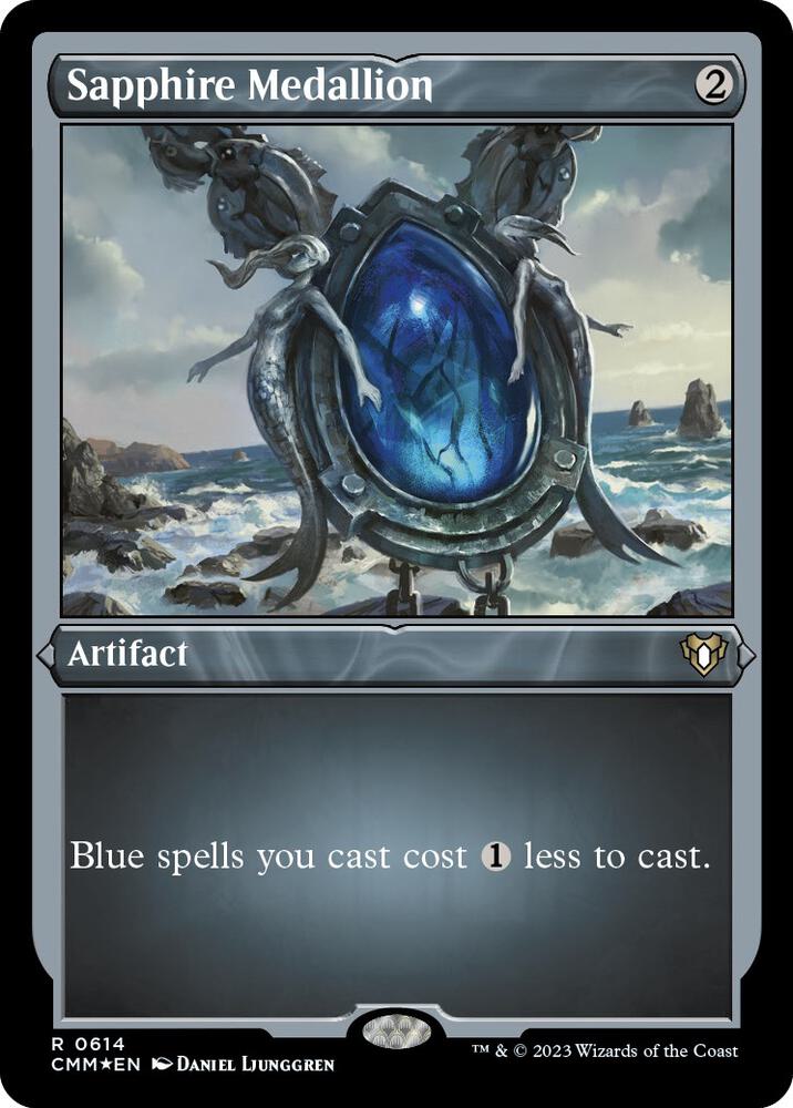 Sapphire Medallion (Foil Etched) [Commander Masters] 614