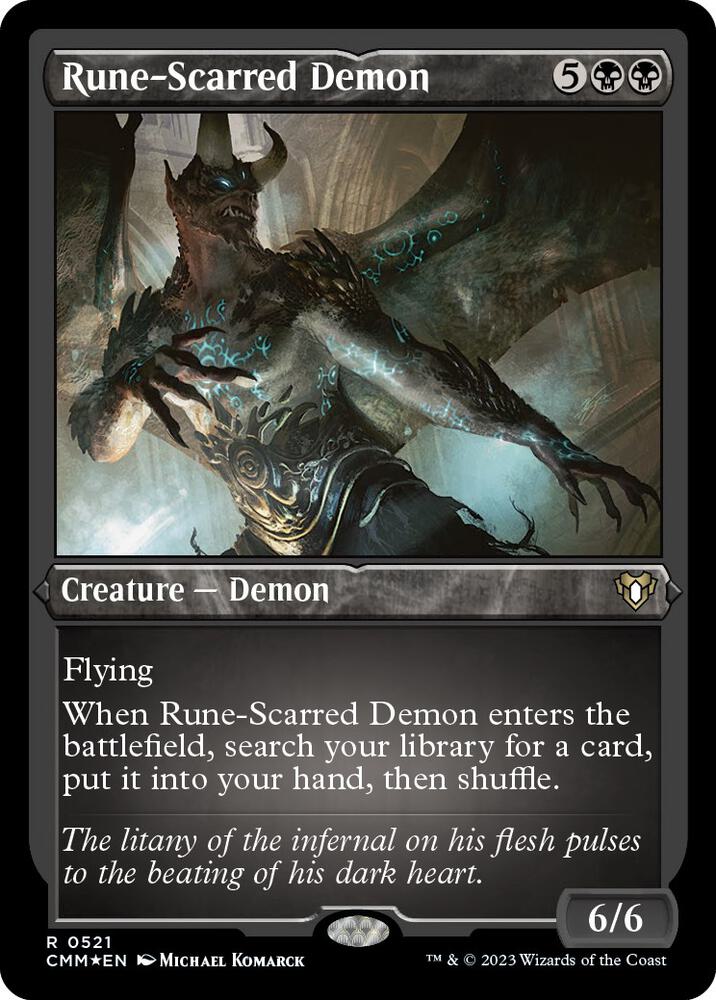Rune-Scarred Demon (Foil Etched) [Commander Masters] 521