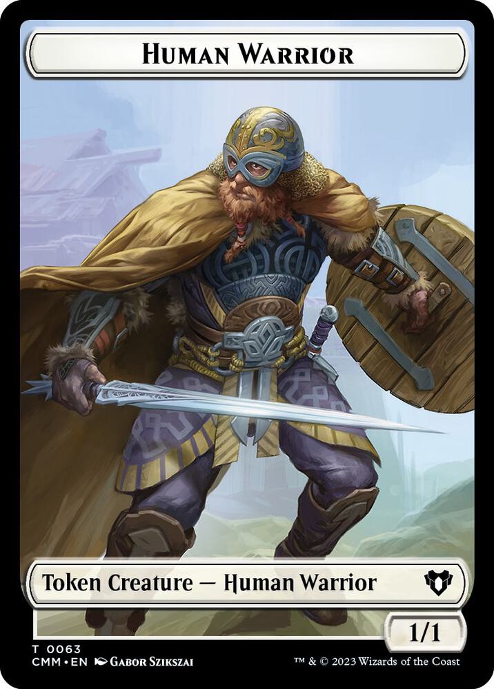 Human Warrior // Zombie Army Double-Sided Token [Commander Masters] 63 // 69