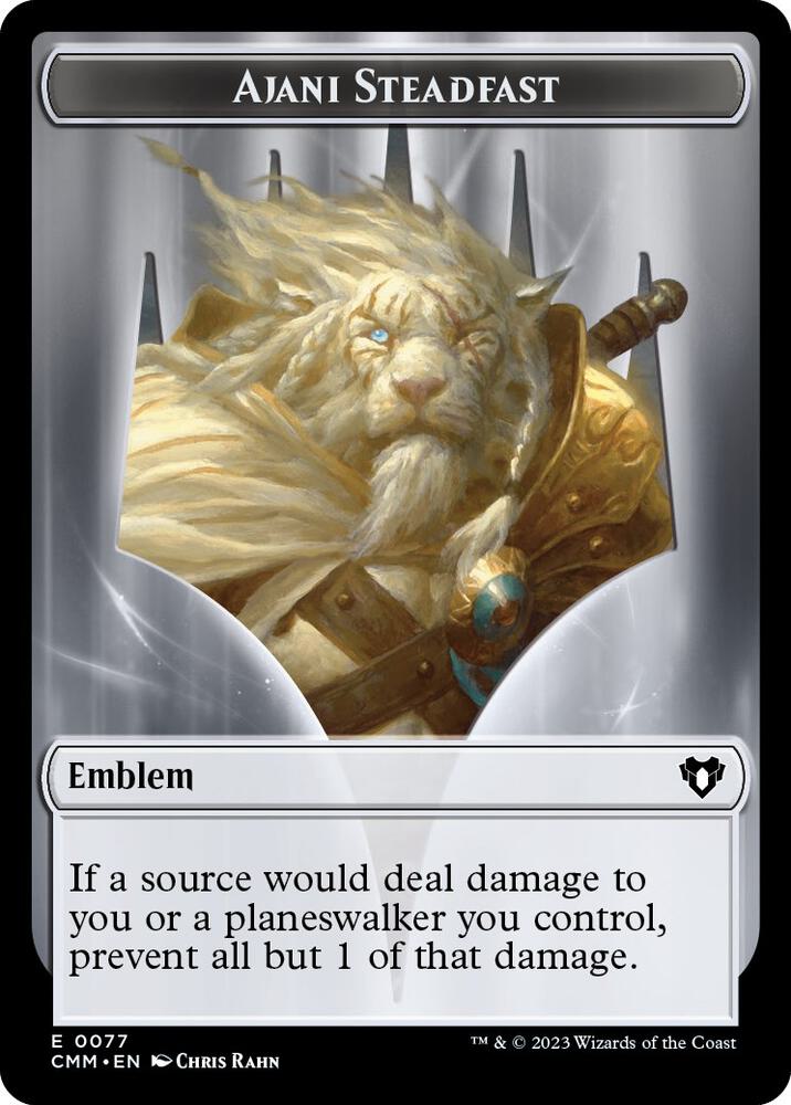 Emblem - Ajani Steadfast // Wizard Double-Sided Token [Commander Masters] 77 // 71