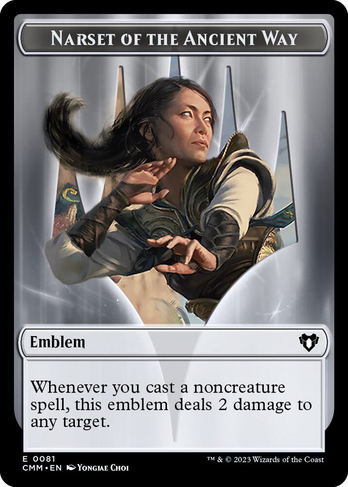 Emblem - Narset of the Ancient Way // Wizard Double-Sided Token [Commander Masters] 81 // 71