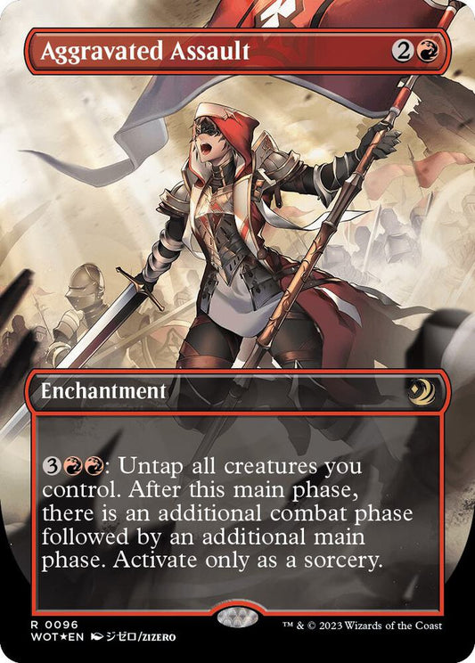Aggravated Assault (Anime Borderless) (Confetti Foil) [Wilds of Eldraine: Enchanting Tales] 96