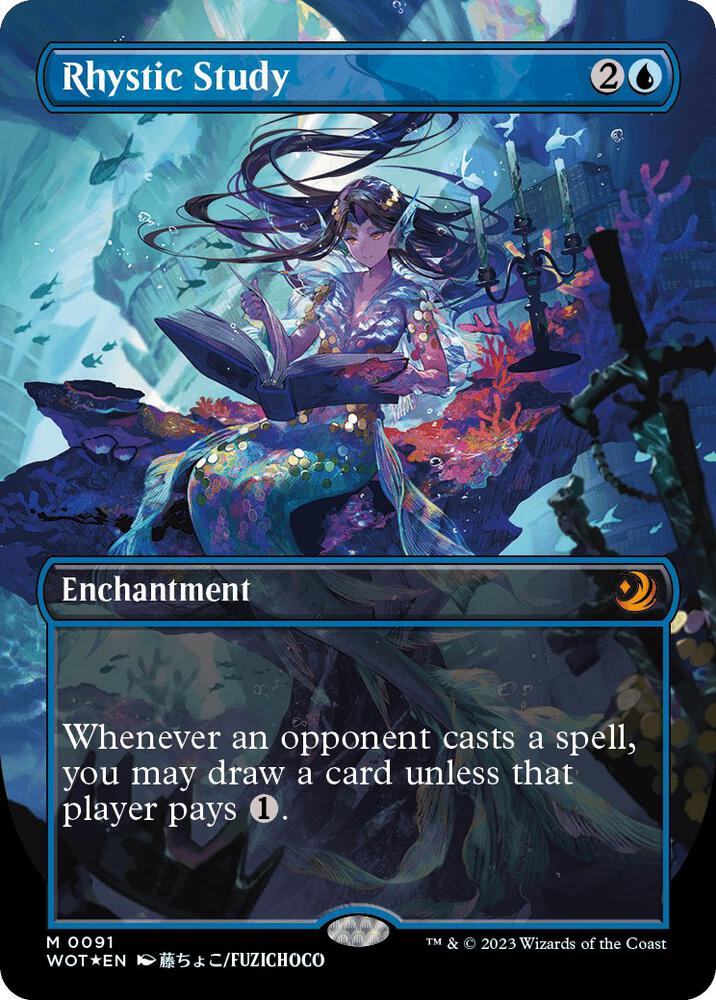 Rhystic Study (Anime Borderless) (Confetti Foil) [Wilds of Eldraine: Enchanting Tales] 91