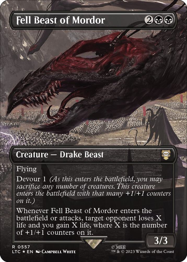 Fell Beast of Mordor (Borderless) (Surge Foil) [Commander: The Lord of the Rings: Tales of Middle-earth] 557